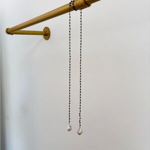 Elegant Graphite Beaded Pearl Drop Necklace